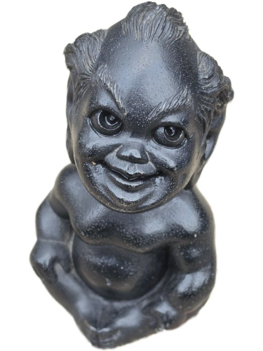 VTG Coco Joes Hawaii Black Lava Laki Menehune Tiki Figurine Creepy Goblin 4"